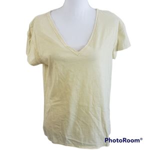B New York Women's Raw Edge Tshirt Short Sleeve Top Butter Large NEW